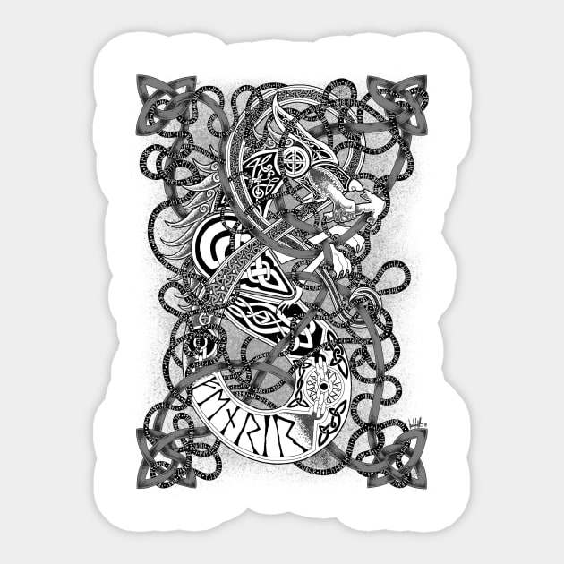 Fenrir - The Famed Wolf - Traditional Norse Knot-work Art Sticker by Art of Arklin